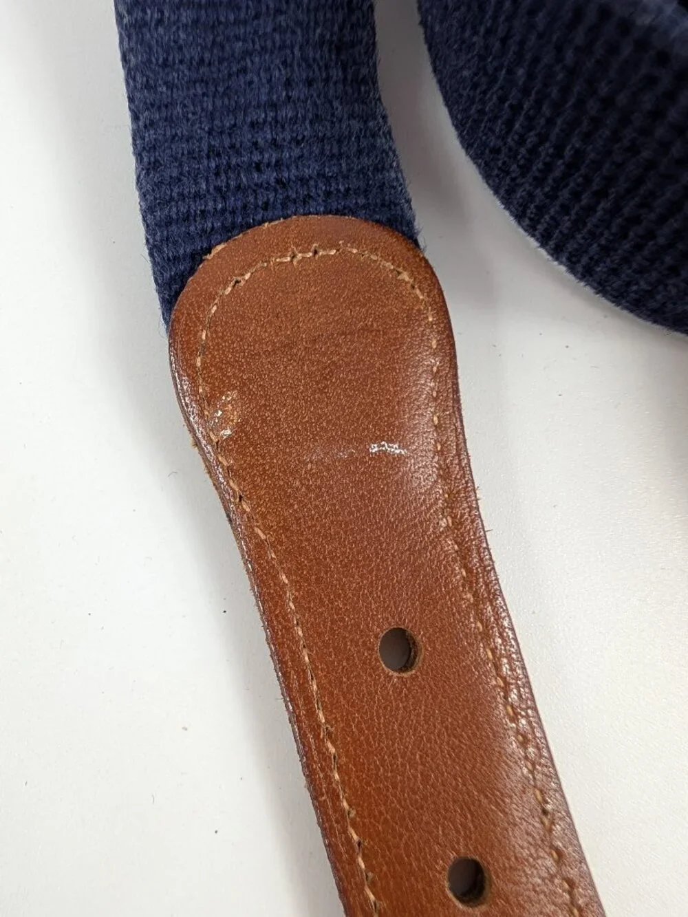 Vintage Coach Natural Linen Belt Leather Ends 44